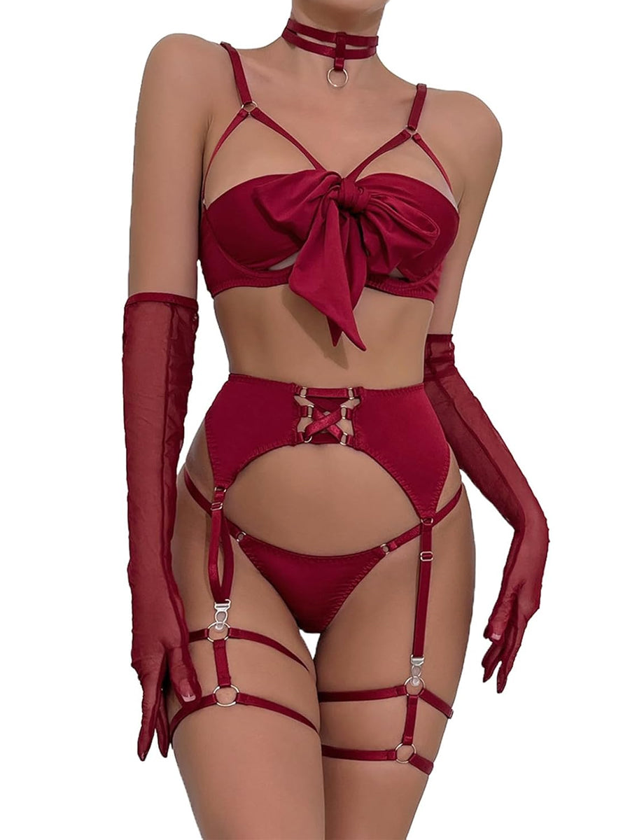 Costume Inspire Unwrap Me Bow Bra Set– Elegant 6-Piece Lingerie for Bold  Confidence
