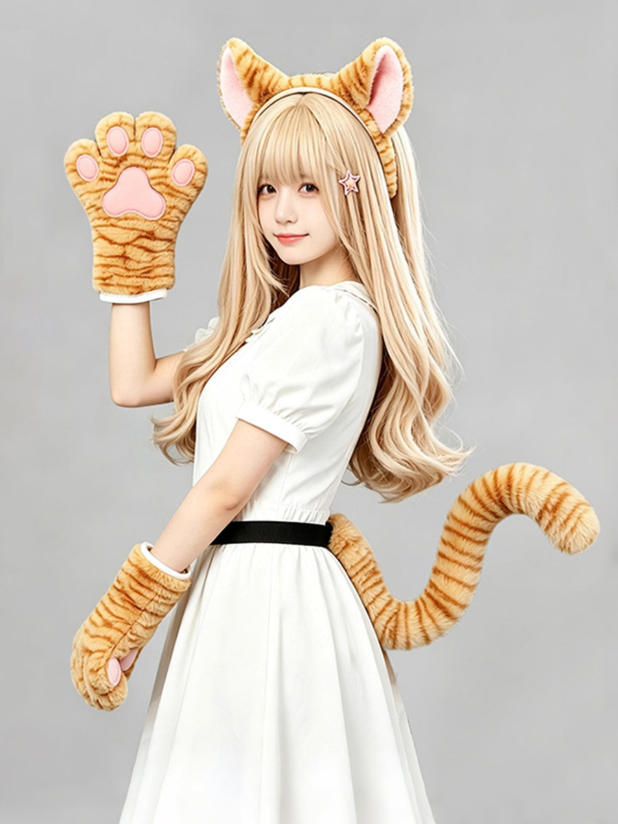 3-Piece Faux Fur Cat Cosplay Set  - Costume Inspire