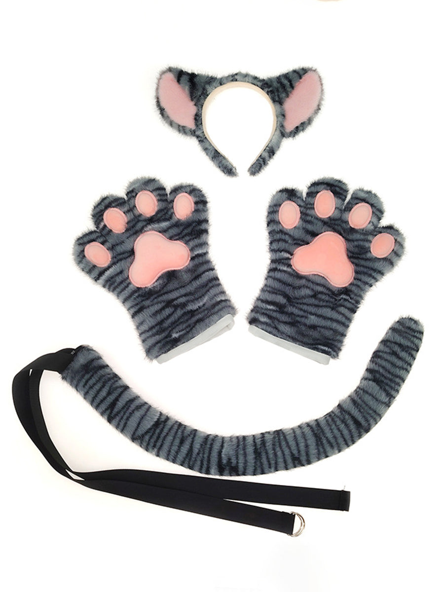 3-Piece Faux Fur Cat Cosplay Set  - Costume Inspire