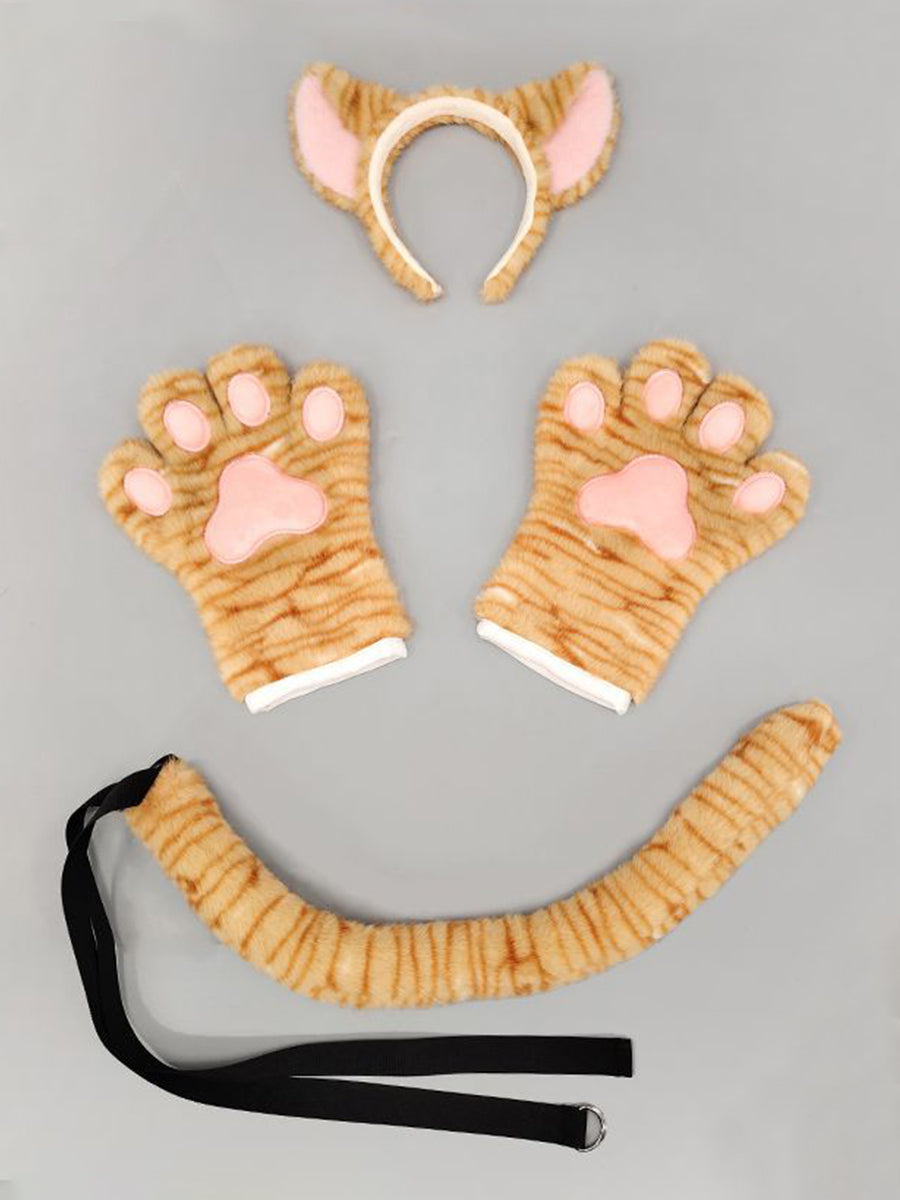 3-Piece Faux Fur Cat Cosplay Set  - Costume Inspire