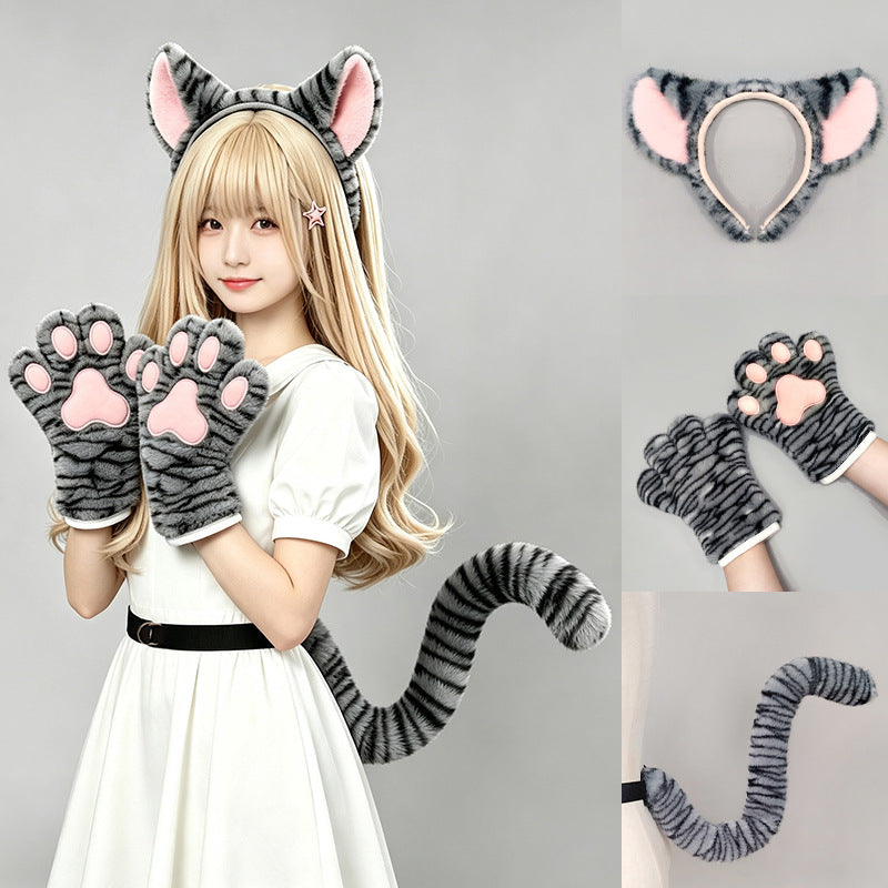 3-Piece Faux Fur Cat Cosplay Set  - Costume Inspire