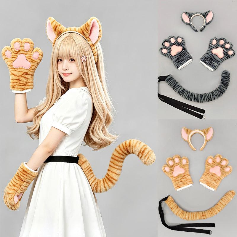 3-Piece Faux Fur Cat Cosplay Set  - Costume Inspire
