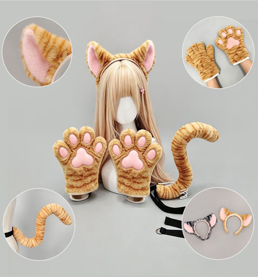 3-Piece Faux Fur Cat Cosplay Set  - Costume Inspire