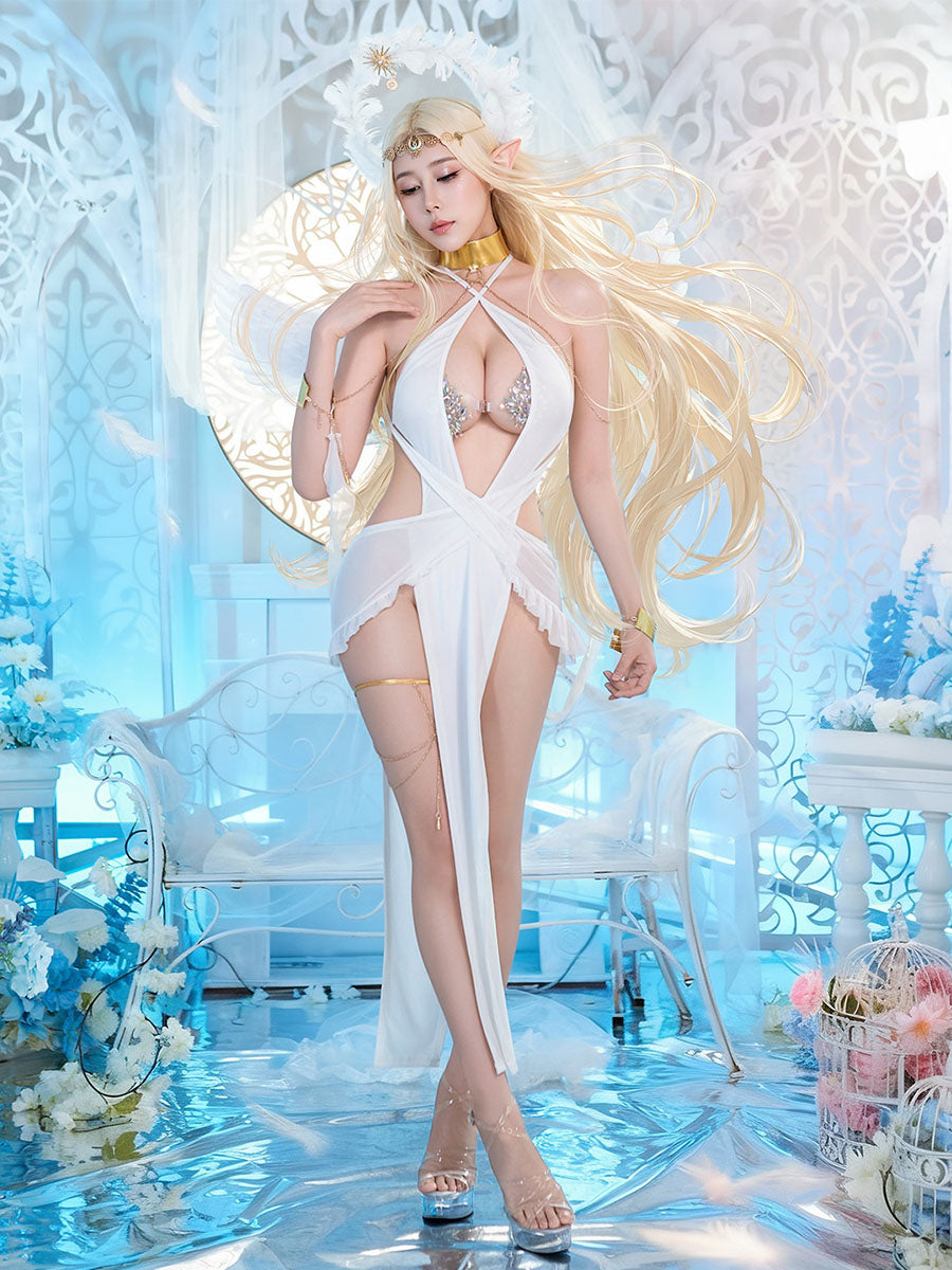 Costume Inspire Sexy Sheer White Goddess Lingerie