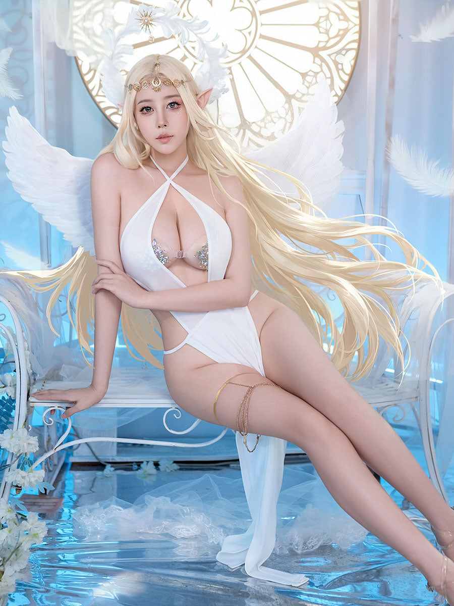 Costume Inspire Sexy Sheer White Goddess Lingerie