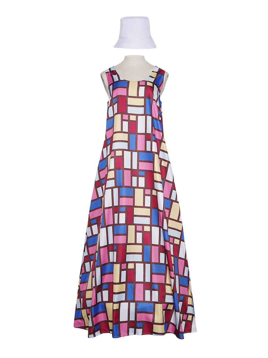 The Devil Wears Prada 2 Andy Sachs Niki Patchwork Maxi Dress with Hat - Costume Inspire