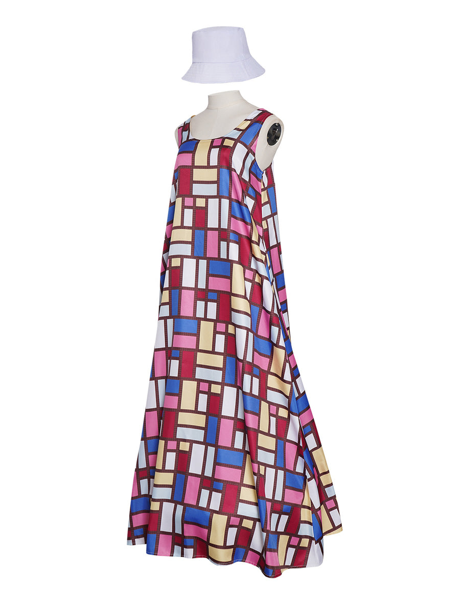 The Devil Wears Prada 2 Andy Sachs Niki Patchwork Maxi Dress with Hat - Costume Inspire