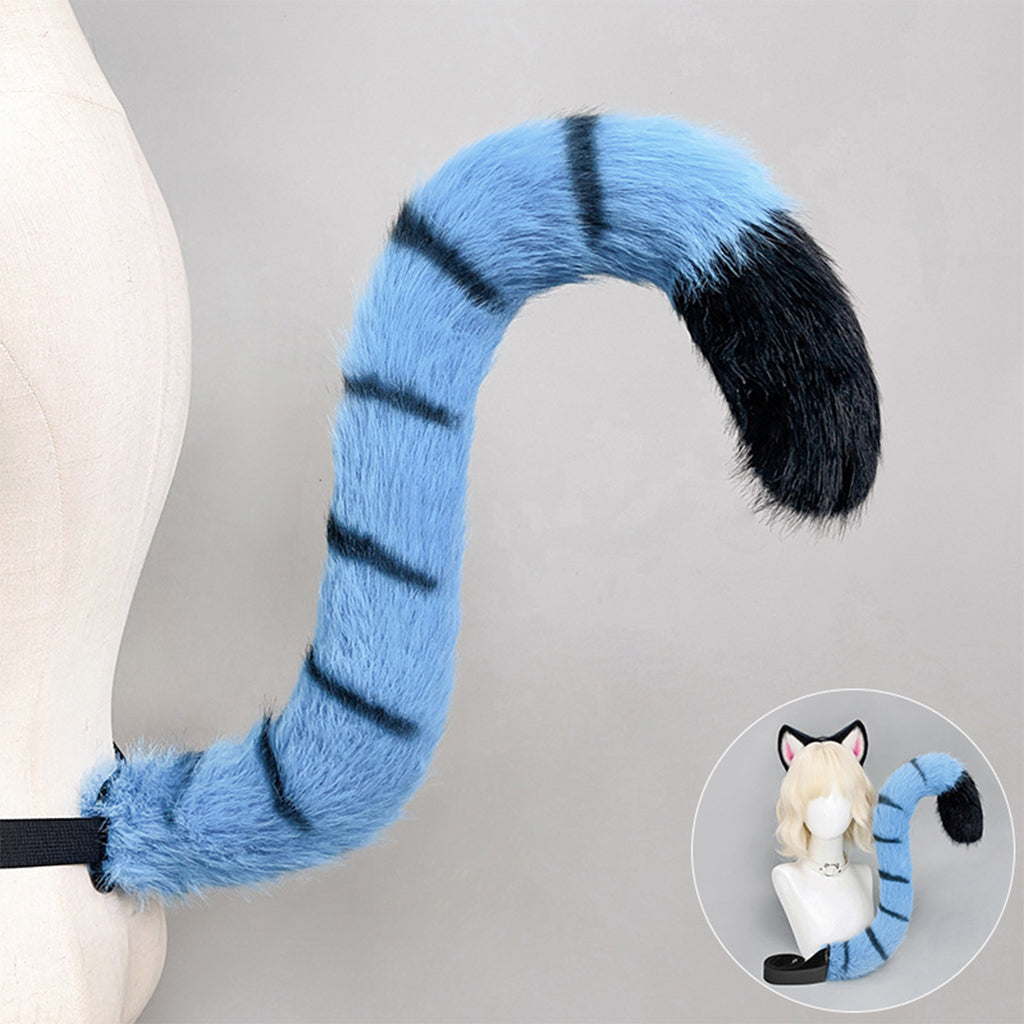 Blue Furry Tiger Ears and Tail Set - Costume Inspire