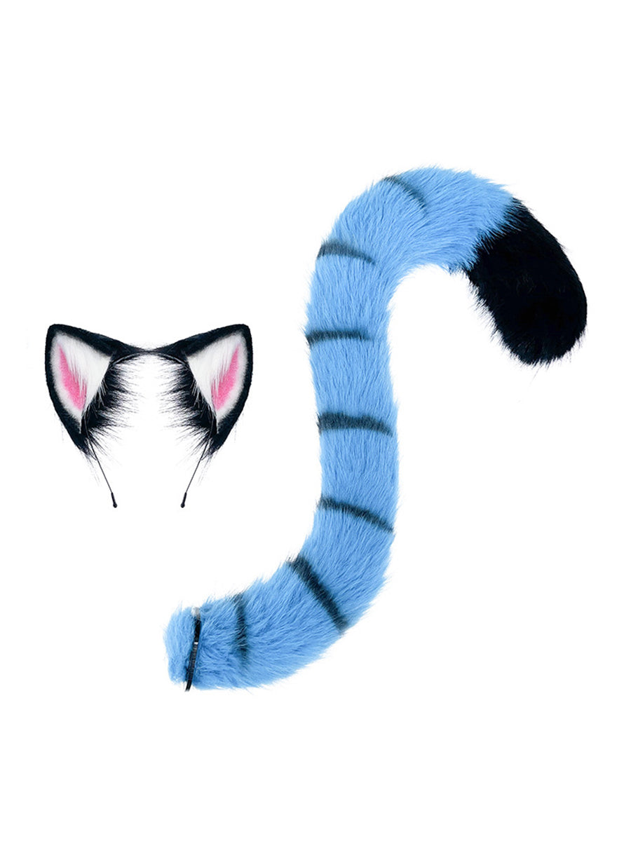Blue Furry Tiger Ears and Tail Set - Costume Inspire