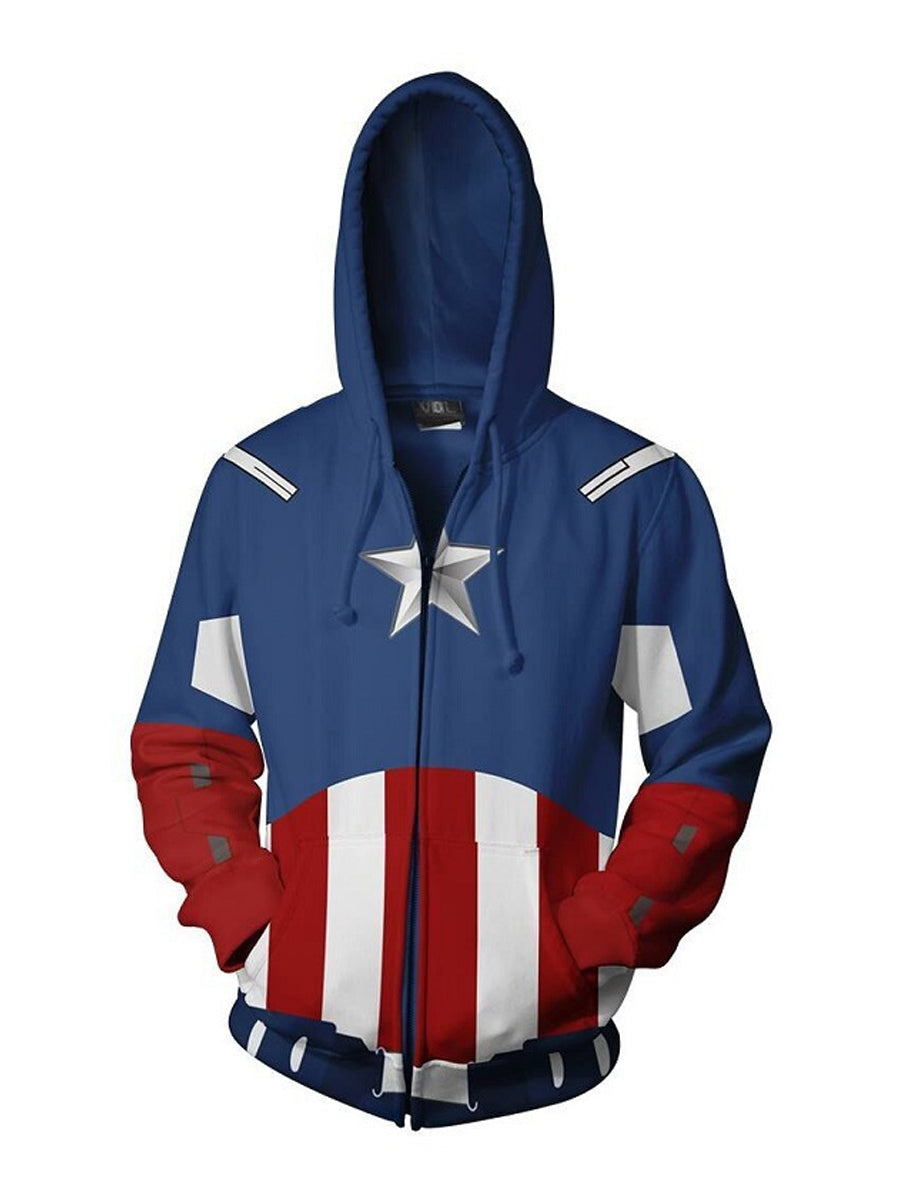 Costume Inspire Captain America Hoodie for Adults and Kids