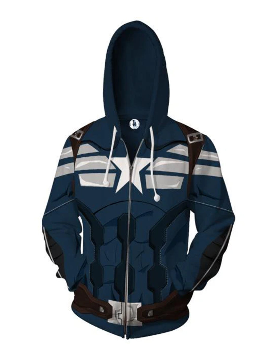 Costume Inspire Captain America Hoodie for Adults and Kids