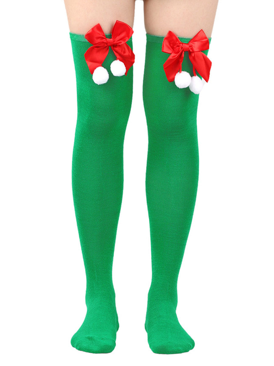 Costume Inspire Christmas Thigh High Stocking with Red Bow