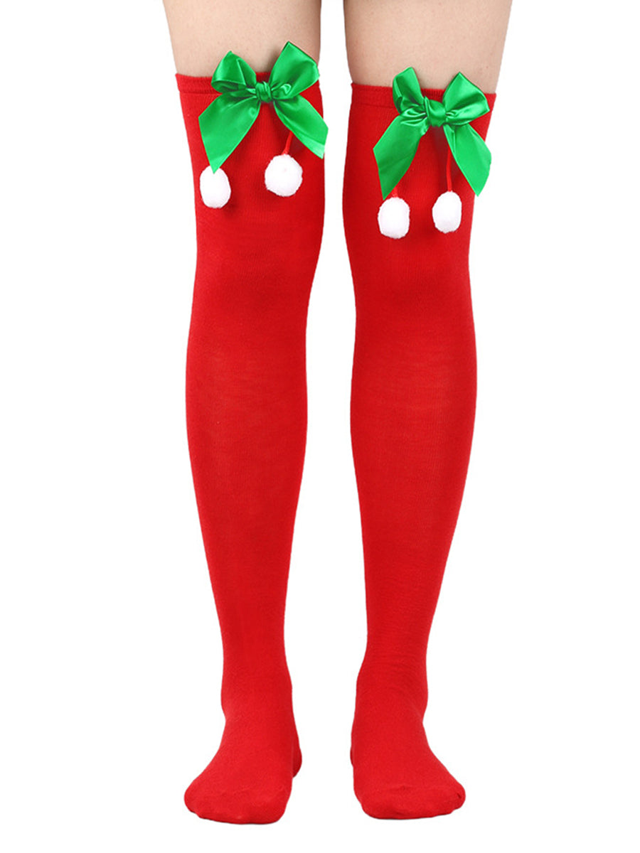 Costume Inspire Christmas Thigh High Stocking with Red Bow