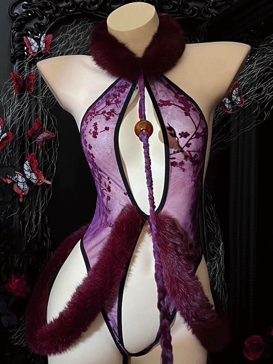 Costume Inspire Crotchless Chinese Style Teddy Lingerie