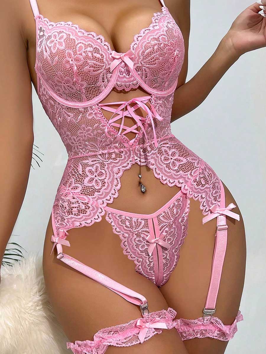 Costume Inspire Floral Lace Bustier Set