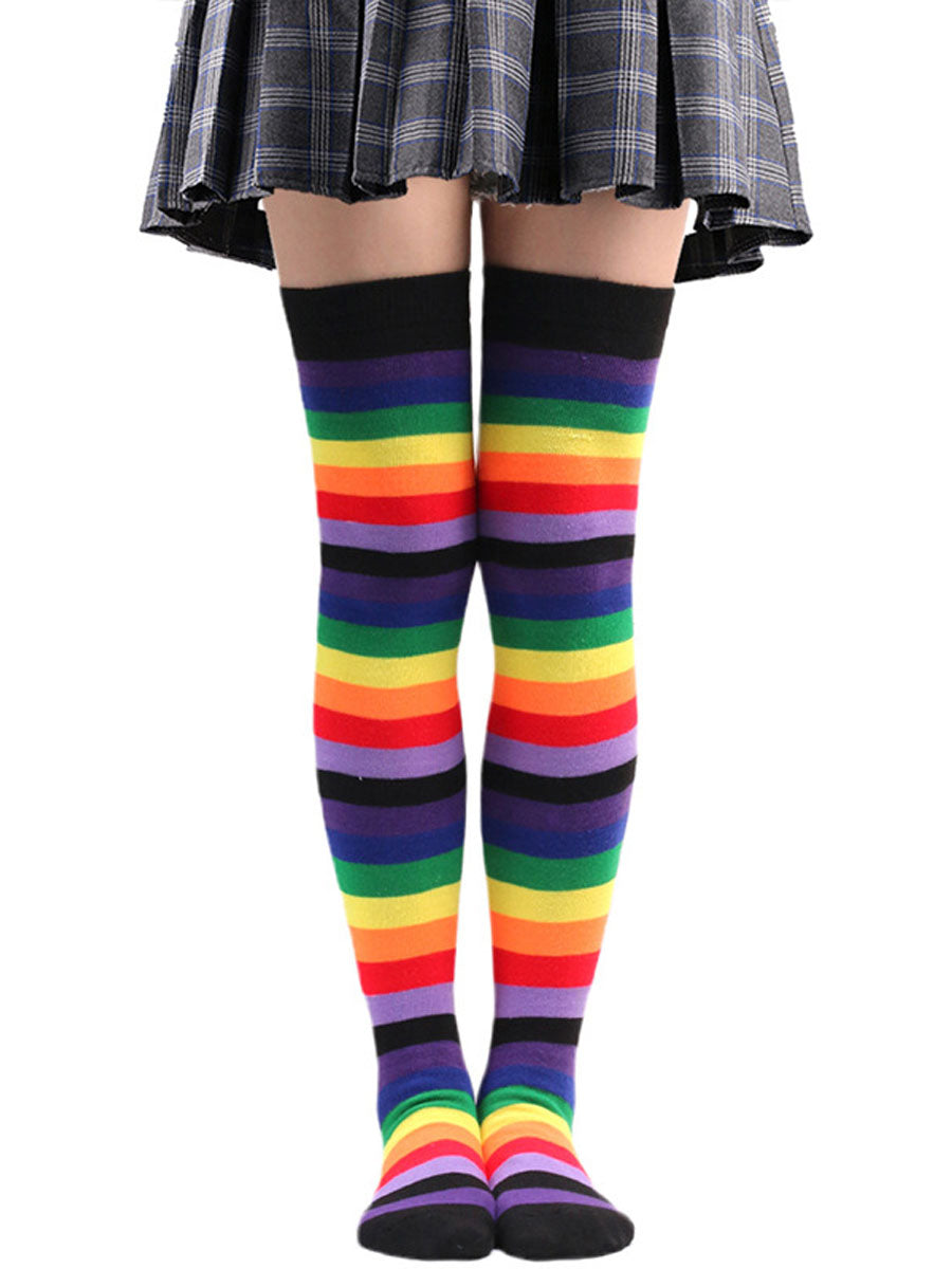 Costume Inspire Rainbow Thigh High Stockings