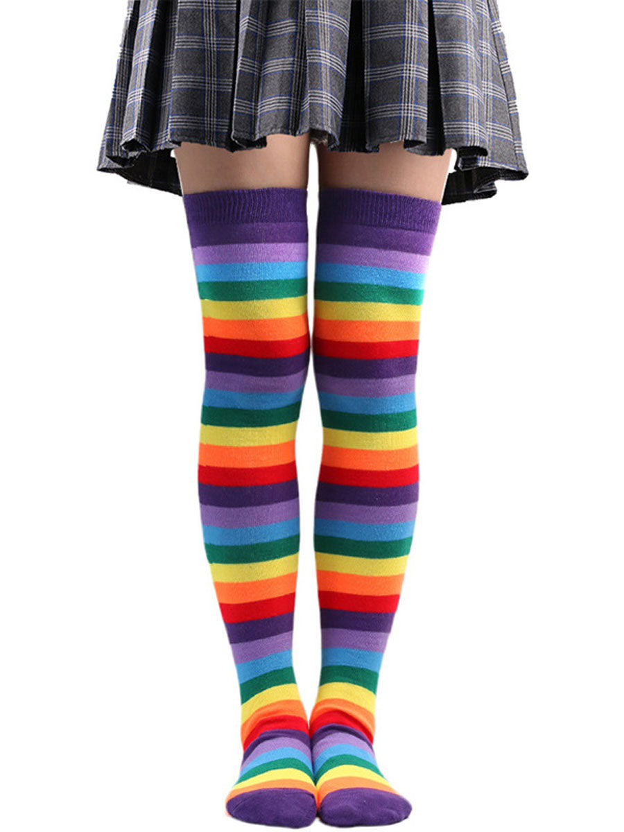 Costume Inspire Rainbow Thigh High Stockings