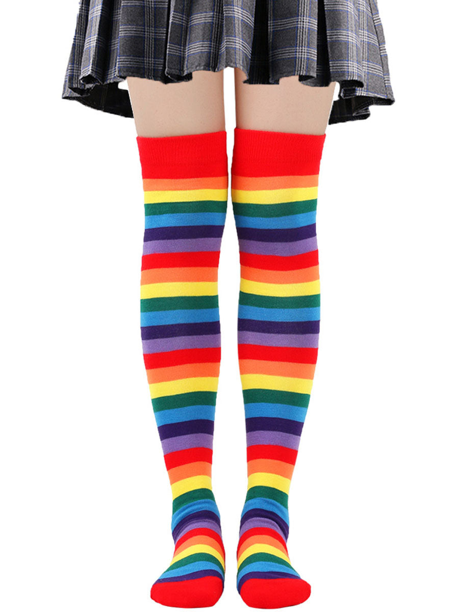 Costume Inspire Rainbow Thigh High Stockings