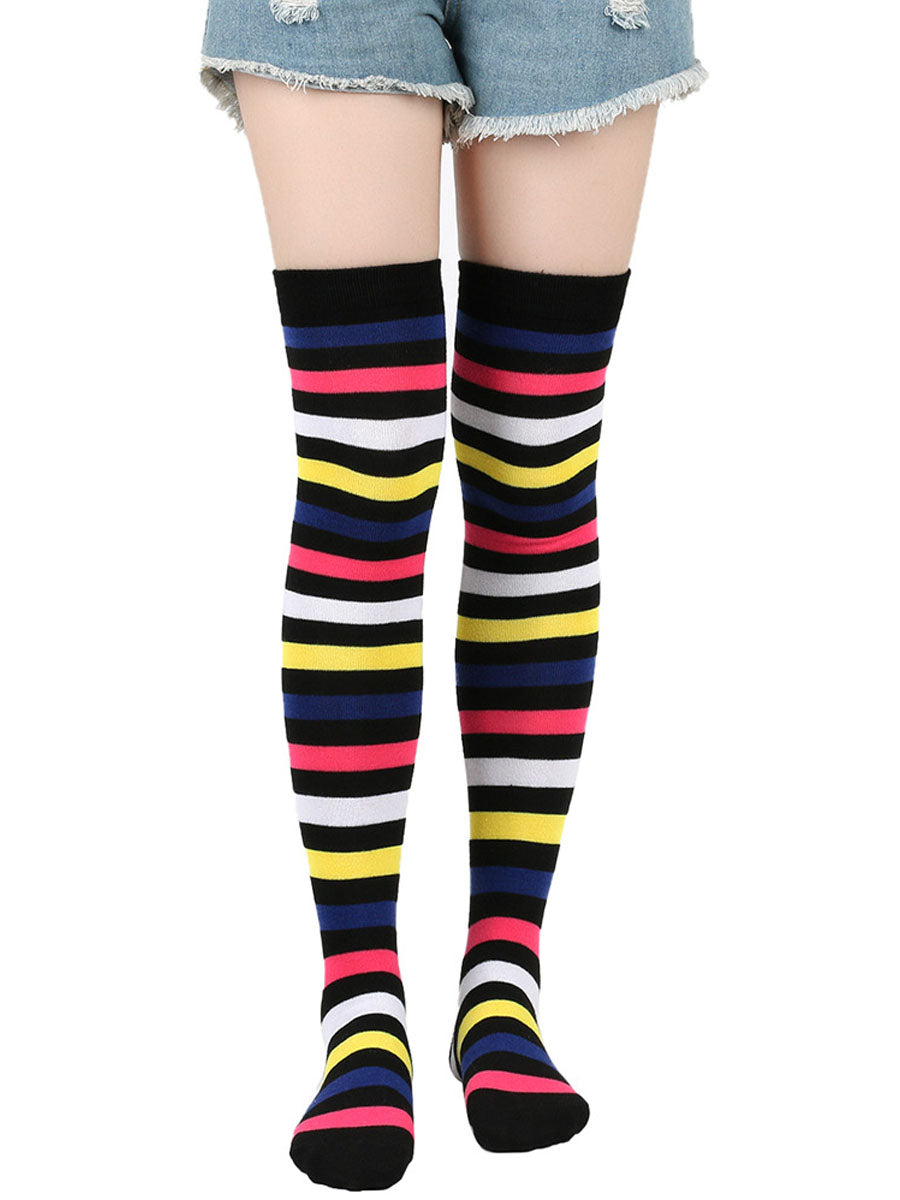 Costume Inspire Rainbow Thigh High Stockings