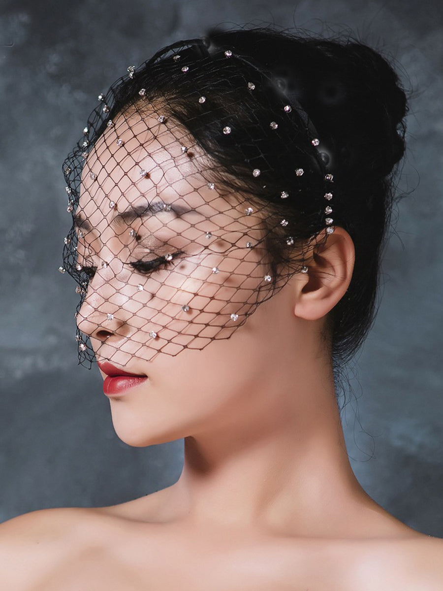 Costume Inspire Rhinestone Birdcage Veil