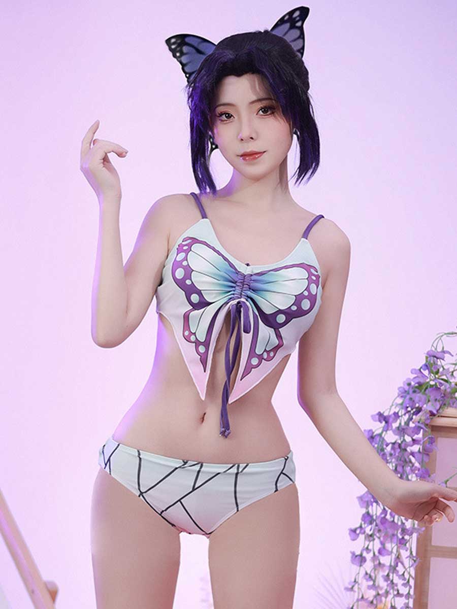 Costume Inspire Shinobu Kocho Cosplay Swimsuit