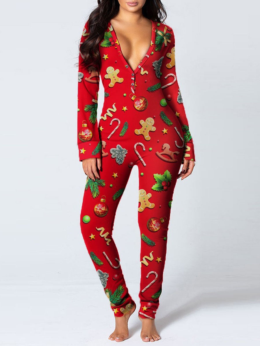 Costume Inspire Women's Christmas Union Suit with Butt Flap