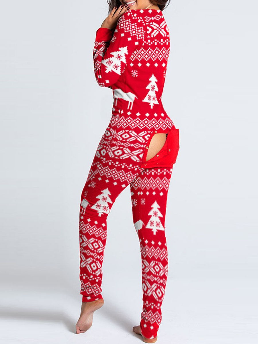 Costume Inspire Women's Christmas Union Suit with Butt Flap