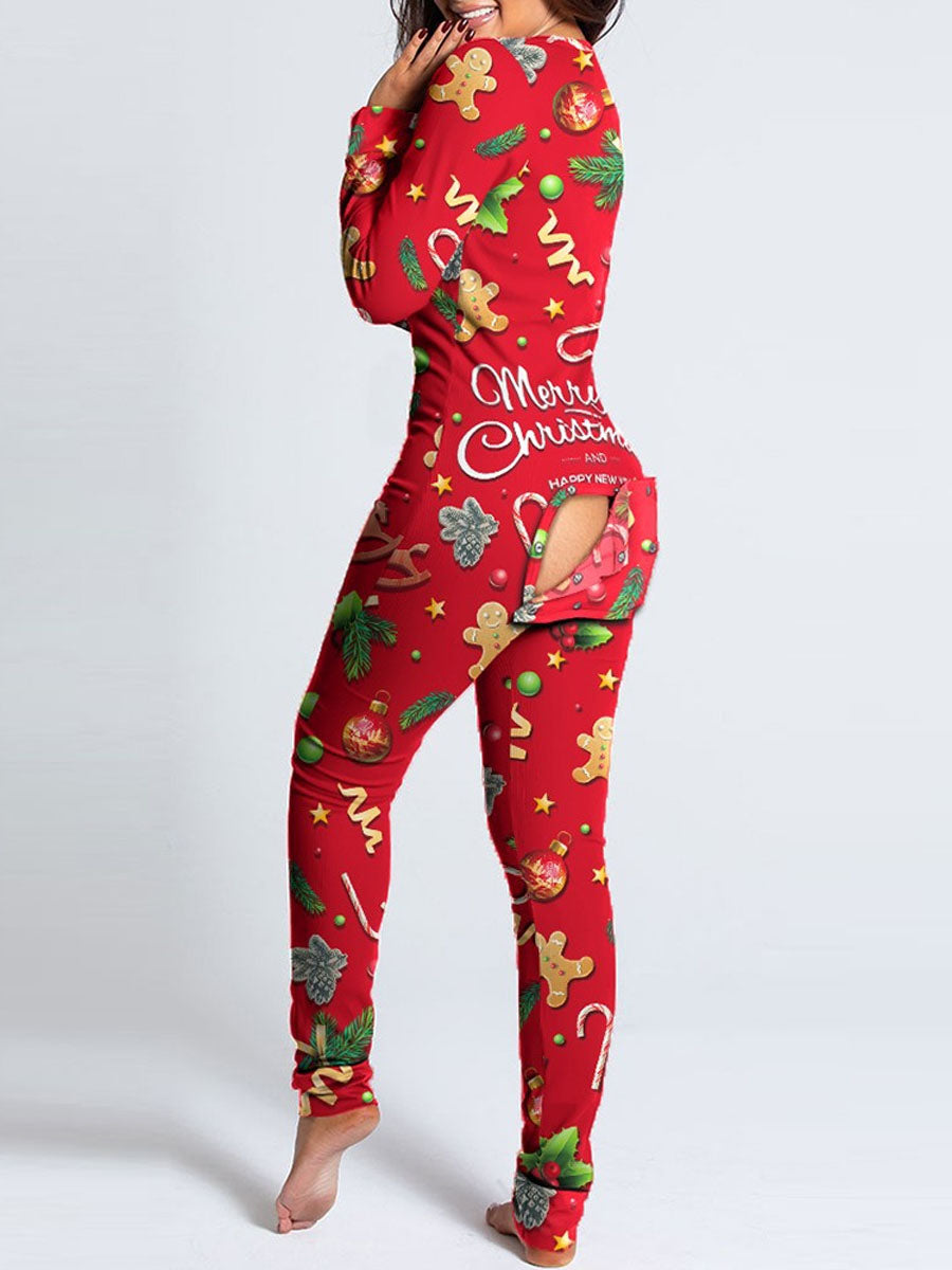 Costume Inspire Women's Christmas Union Suit with Butt Flap