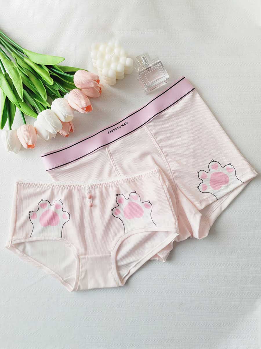 Cat Paw Print Matching Underwear for Couples