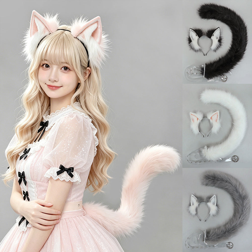 Cute Plush Cat Ears and Tail Set - Costume Inspire