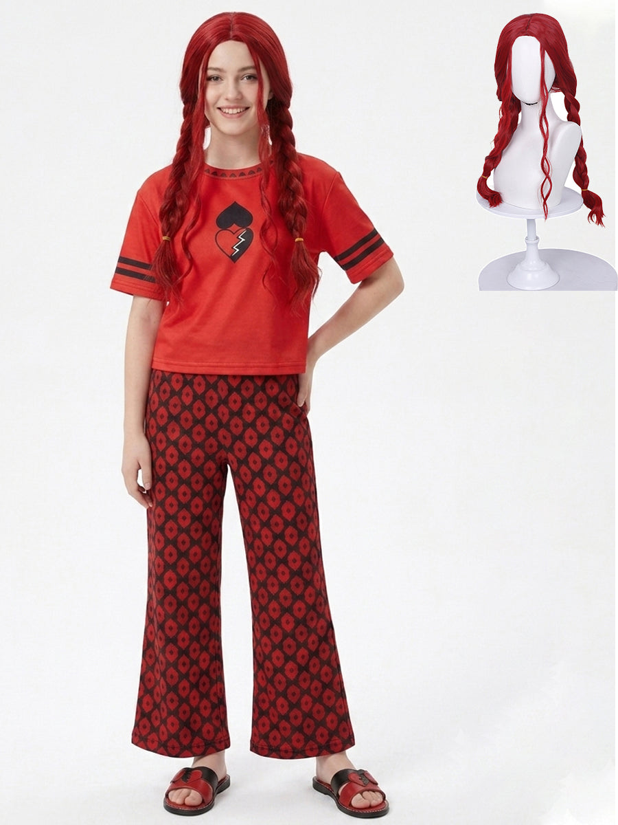 Descendants 5 Wicked Wonderland Princess Red Cosplay Pajamas Set with Wig for Adults - Costume Inspire