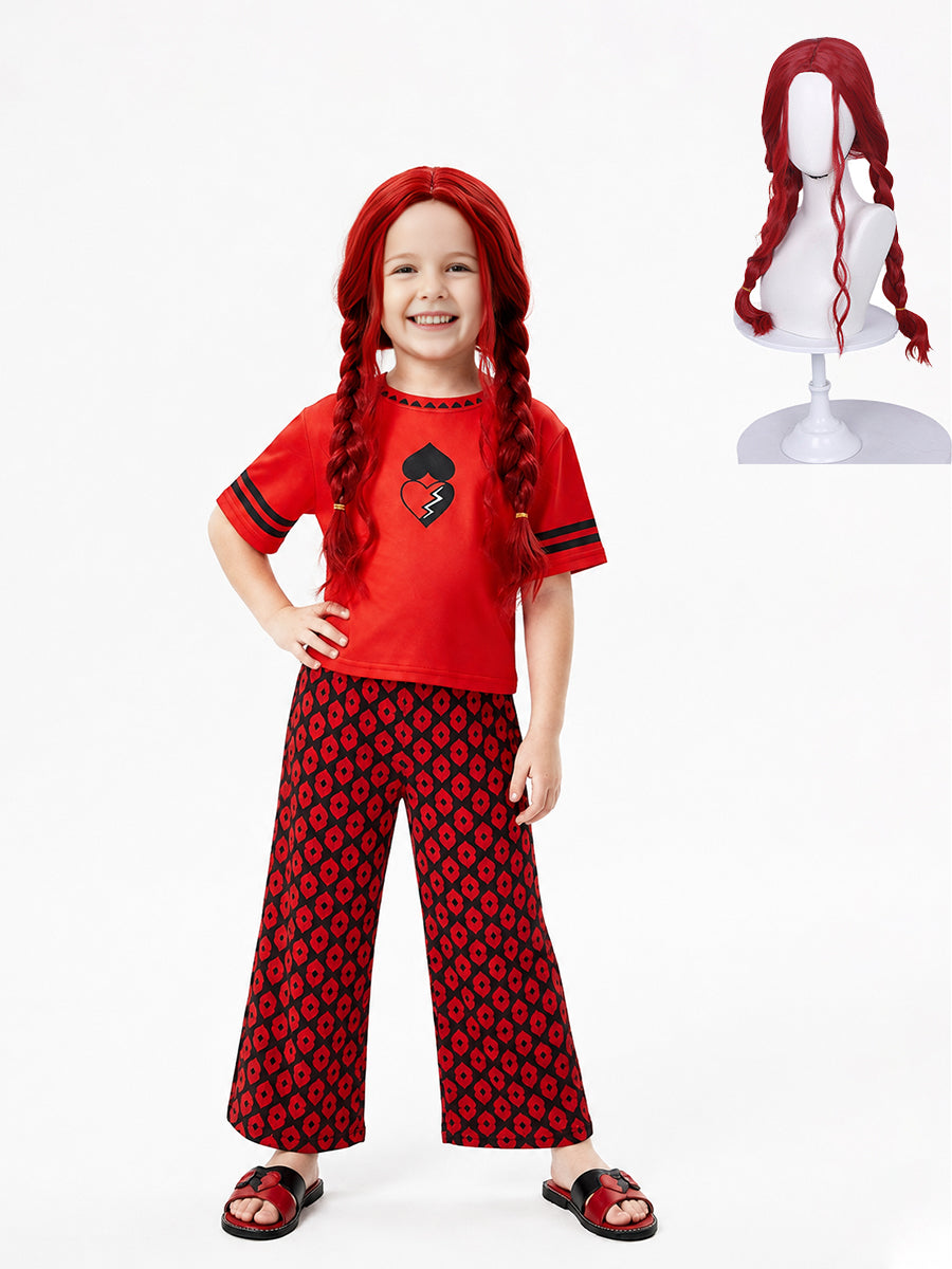 Descendants 5 Wicked Wonderland Princess Red Cosplay Pajamas Set with Wig for Kids - Costume Inspire
