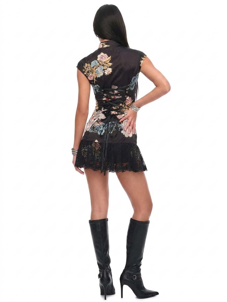 Floral Print Qipao Dress - Costume Inspire