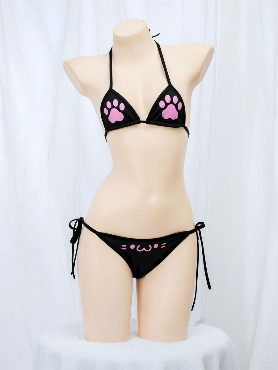 Costume Inspire Kawaii Neko Paw Print Bikini Set