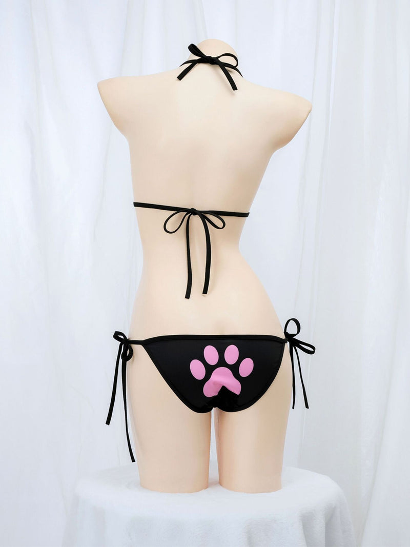 Costume Inspire Kawaii Neko Paw Print Bikini Set