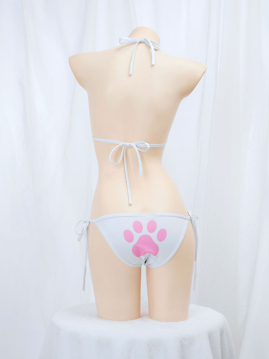 Costume Inspire Kawaii Neko Paw Print Bikini Set