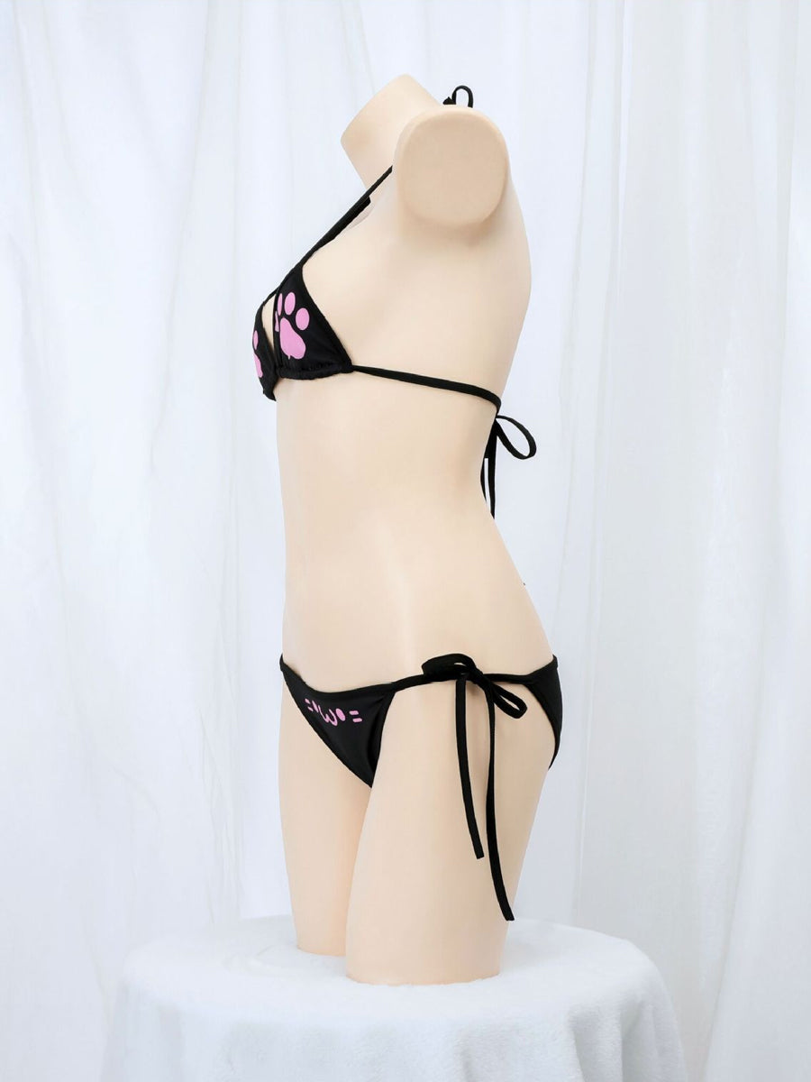 Costume Inspire Kawaii Neko Paw Print Bikini Set