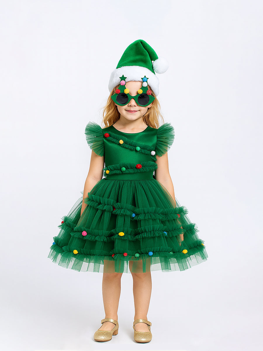 Costume Inspire Kids Christmas Tree Tutu Dress with Accessories