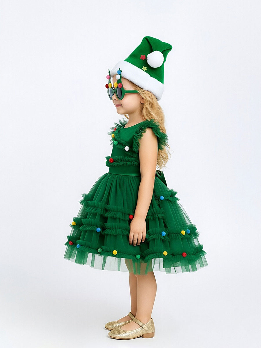 Costume Inspire Kids Christmas Tree Tutu Dress with Accessories