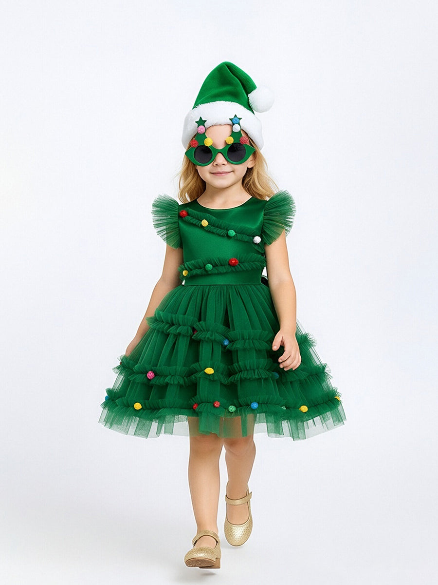 Costume Inspire Kids Christmas Tree Tutu Dress with Accessories