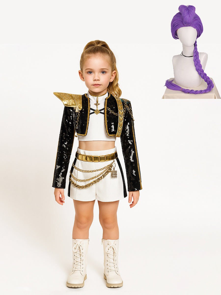 Costume Inspire Kids KPop Demon Hunters Rumi Golden Costume with Wig