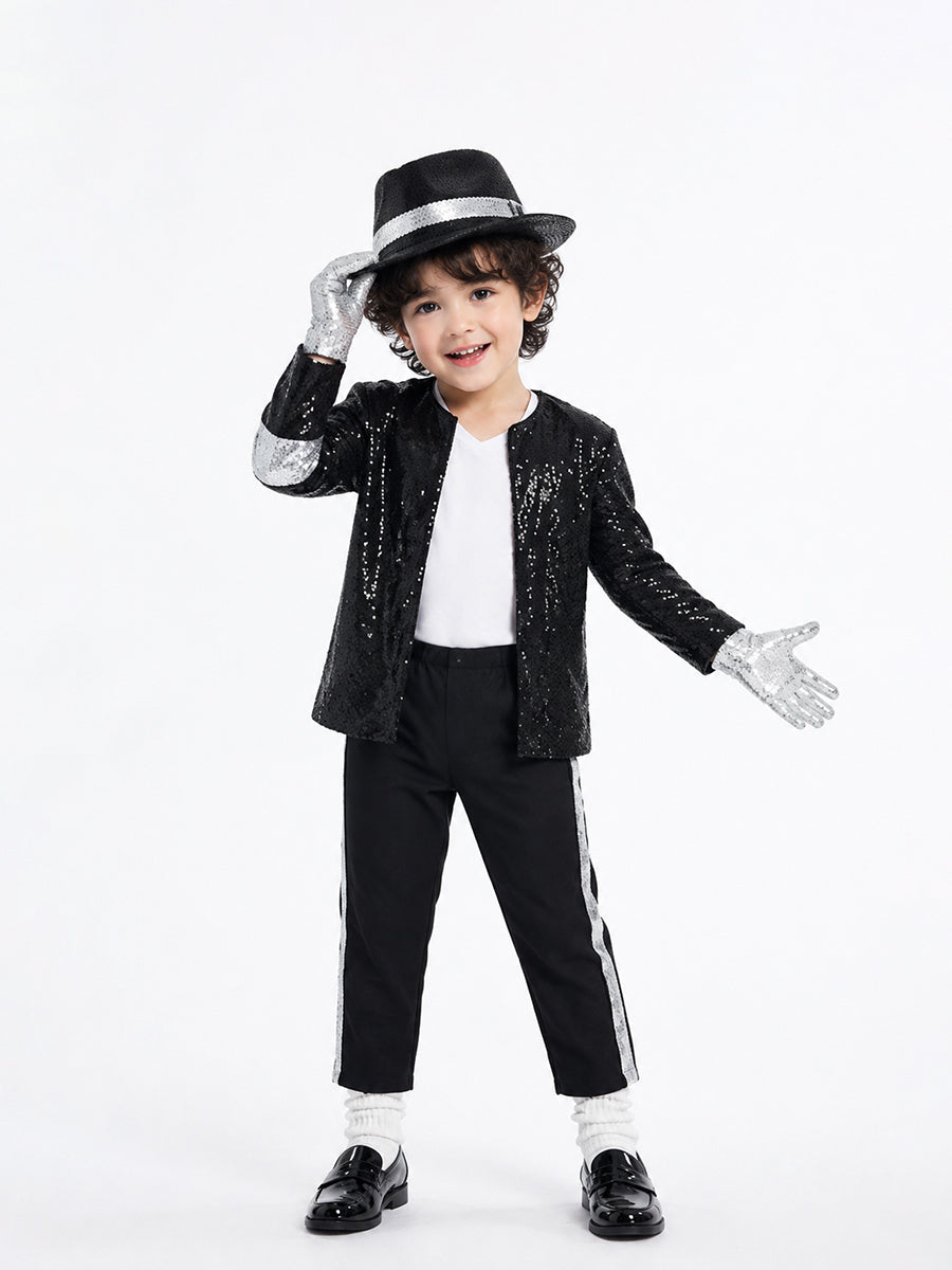 Kids Michael Jackson Sequin Performance Set with Hat - Costume Inspire