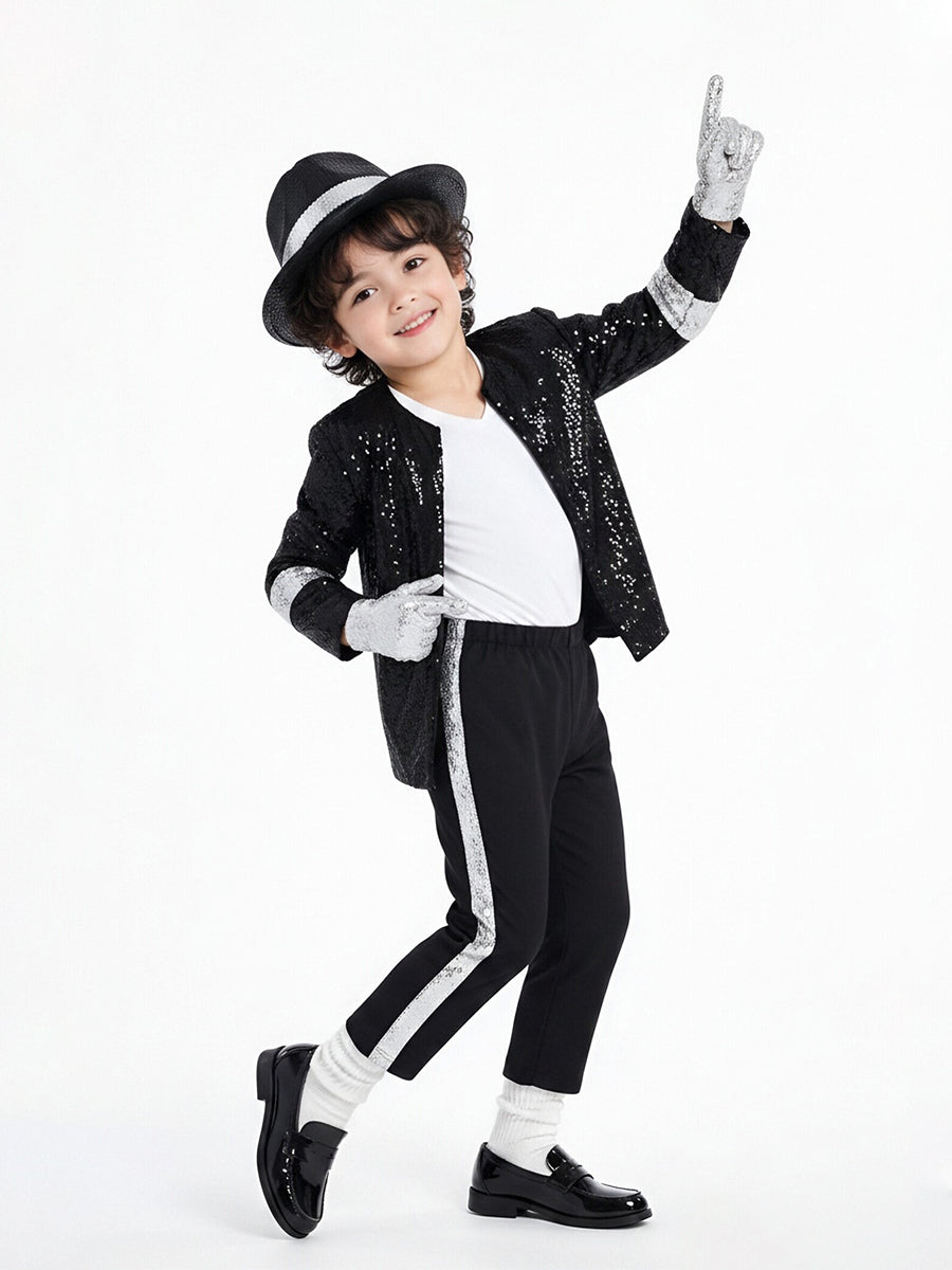 Kids Michael Jackson Sequin Performance Set with Hat - Costume Inspire