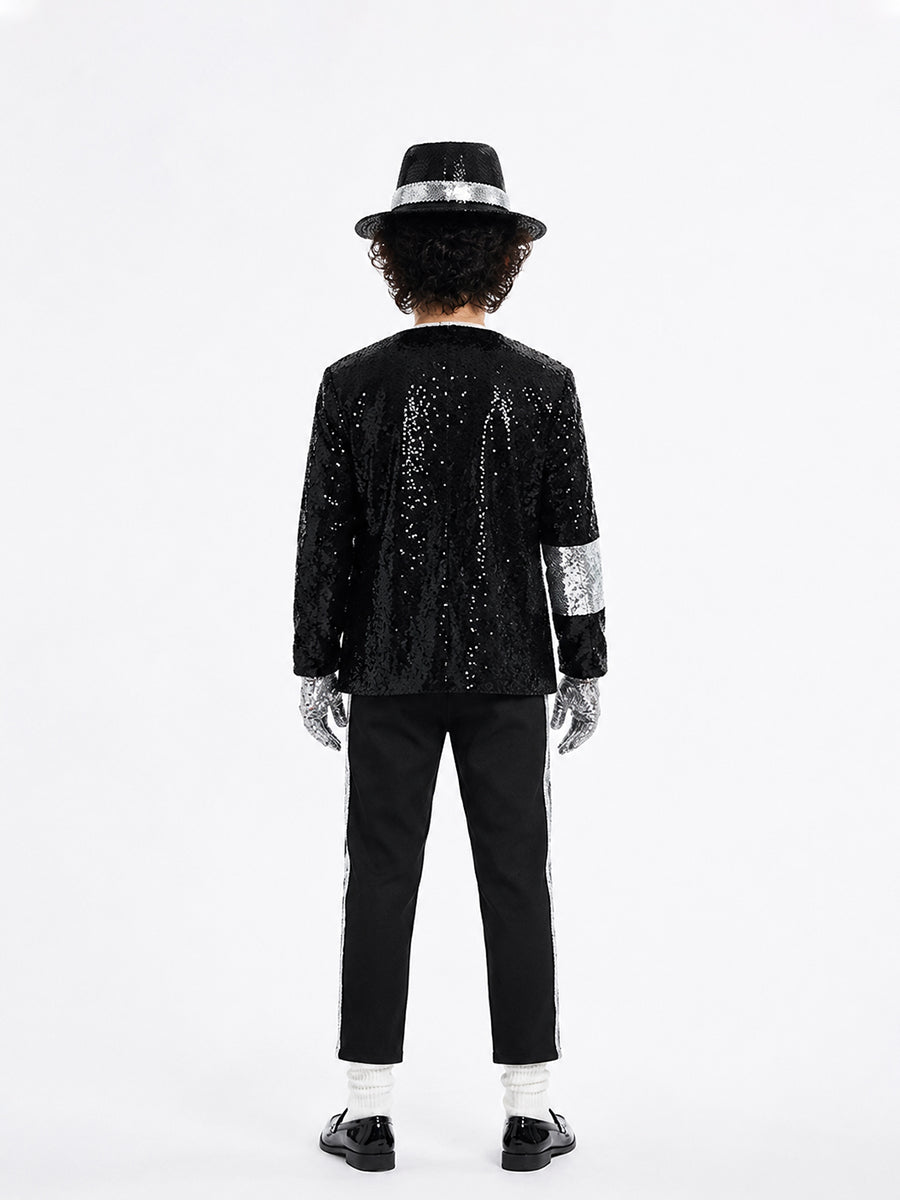 Kids Michael Jackson Sequin Performance Set with Hat - Costume Inspire