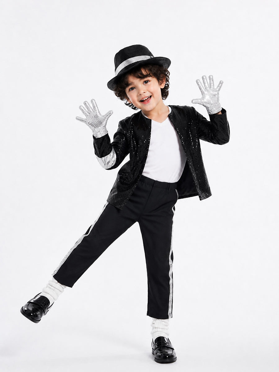 Kids Michael Jackson Sequin Performance Set with Hat - Costume Inspire