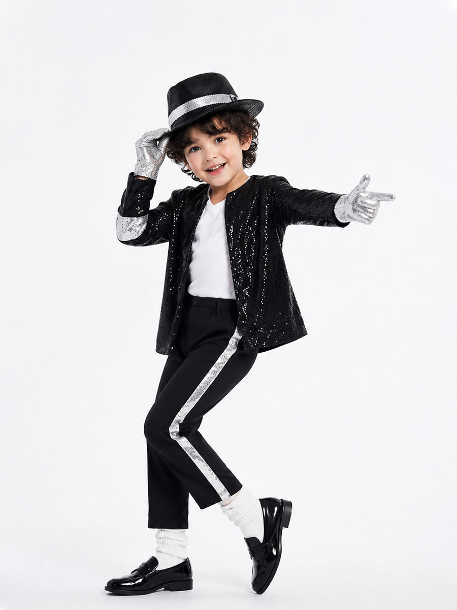 Kids Michael Jackson Sequin Performance Set with Hat - Costume Inspire
