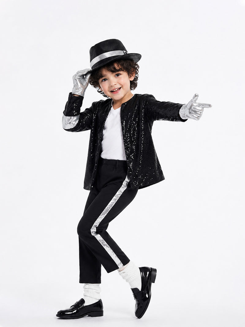 Kids Michael Jackson Sequin Performance Set with Hat - Costume Inspire