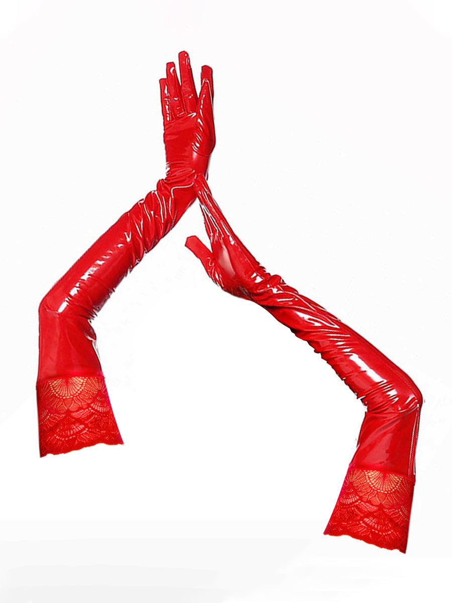 Costume Inspire Lace Trimmed Latex Opera Gloves