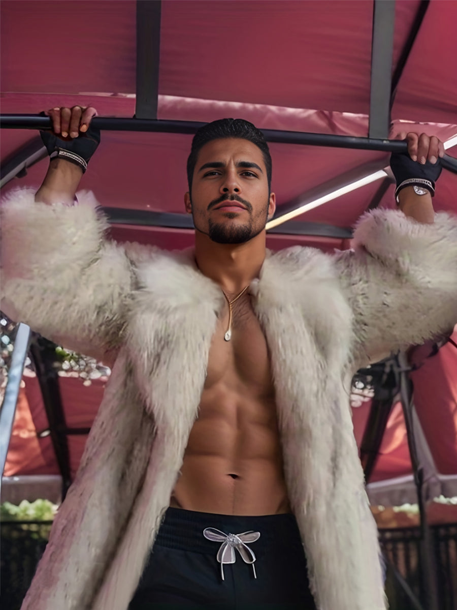 Men's White Fur Coat Costume - Costume Inspire 