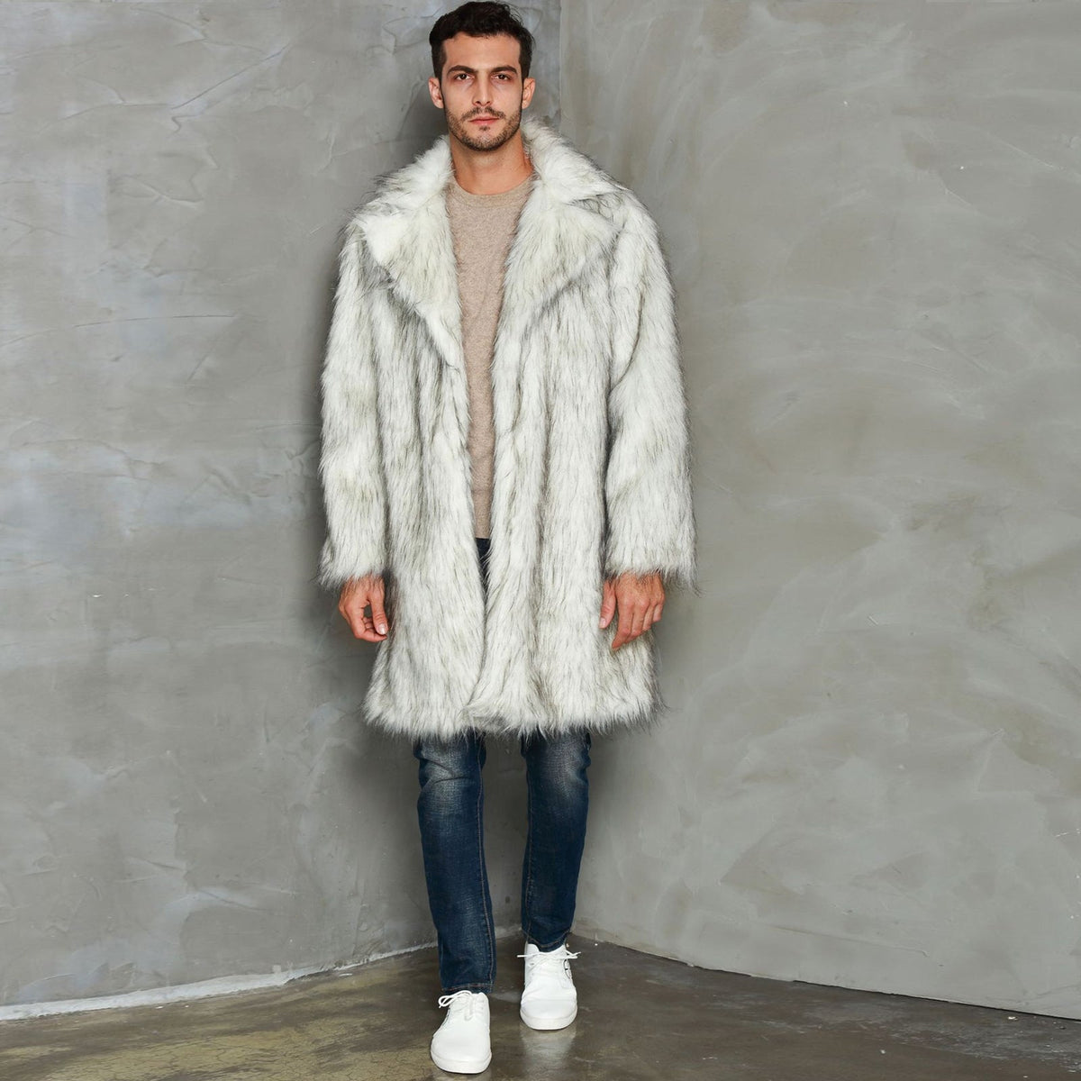 Men's White Fur Coat Costume - Costume Inspire 